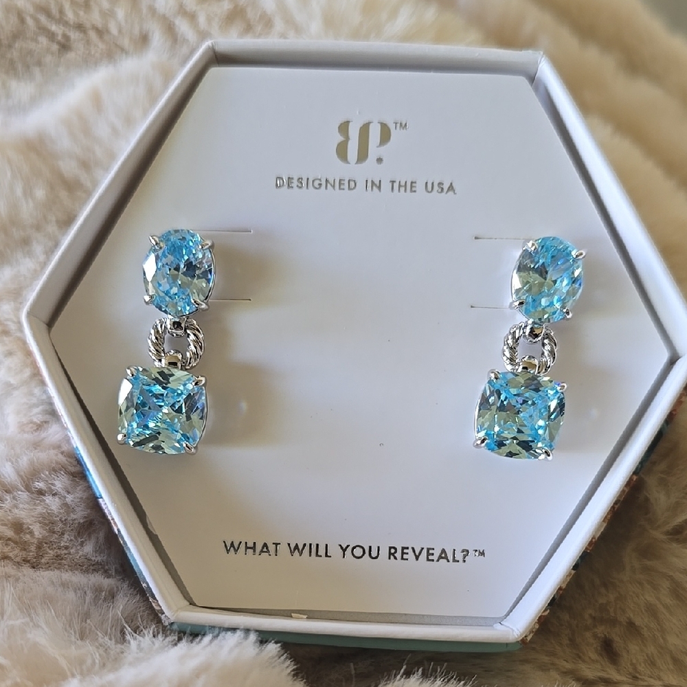 'Its The Glam For Me' Bomb Party Earrings ER56865 Elegant Blue and Silver